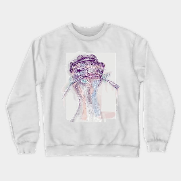 Ostrich Painter Crewneck Sweatshirt by AhmadMujib